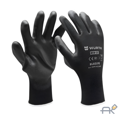 Перчатки защитные трикотажные. покрыты полиуретаном. Black PU. р. 10 WURTH (0899402410)